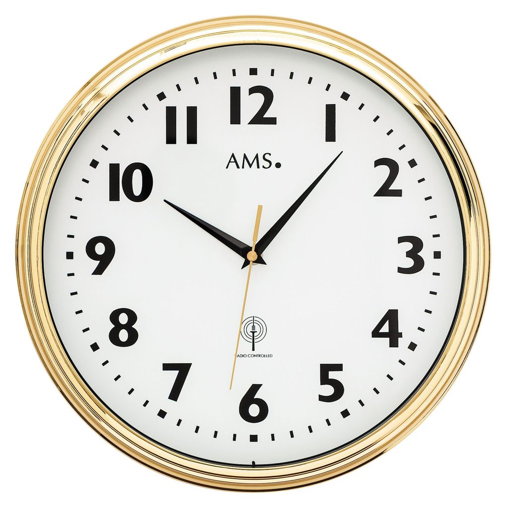 AMS 5963 Funk-Wanduhr, analog, Messing, Mineralglas Produktbild 