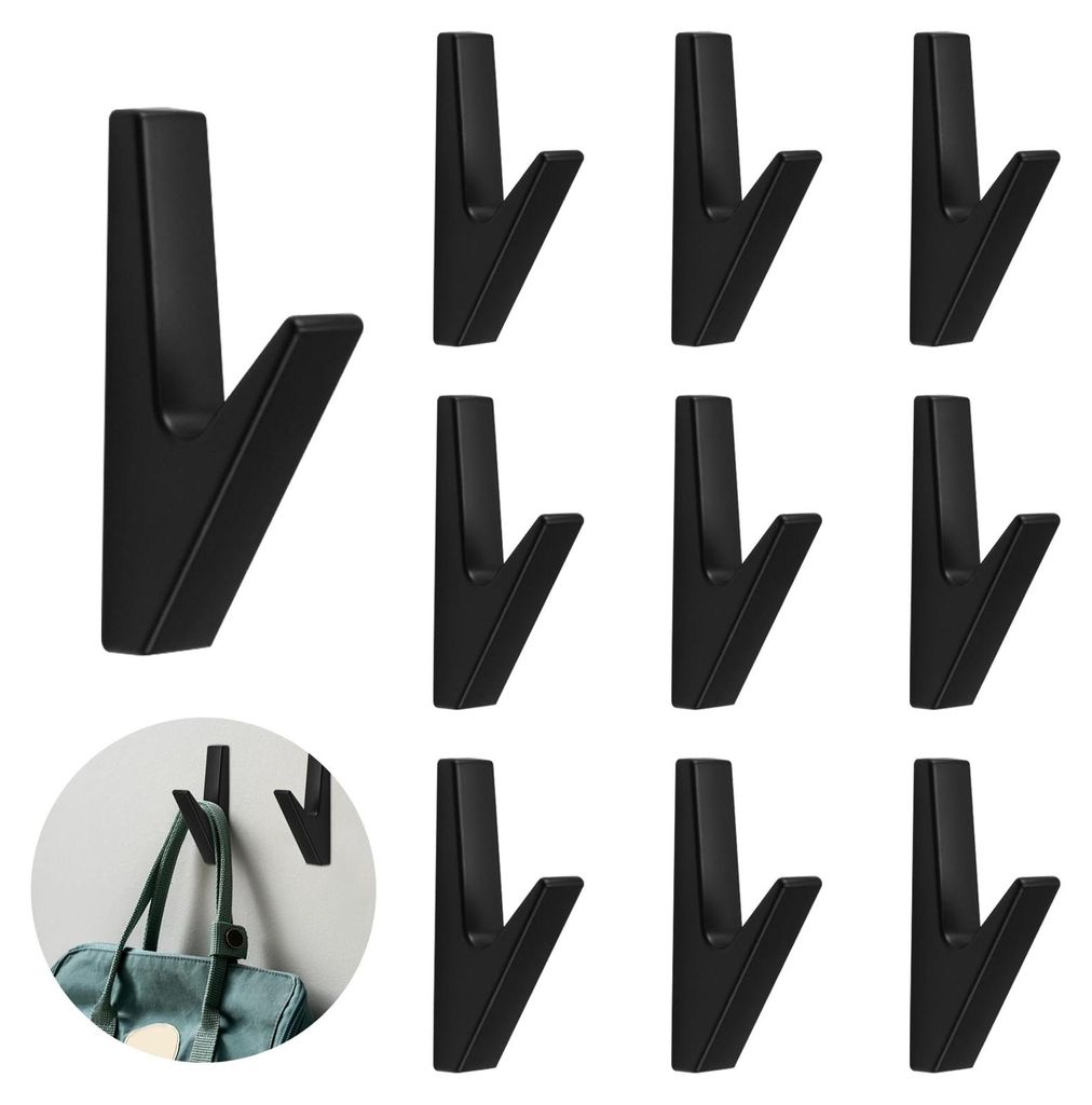 Set mit 10 Kleiderhaken, mattschwarz, für Akustikpaneele, Wandgarderobenhaken für Badezimmer, Küchen, Flure und Korridore, Tragkraft bis zu 20 kg