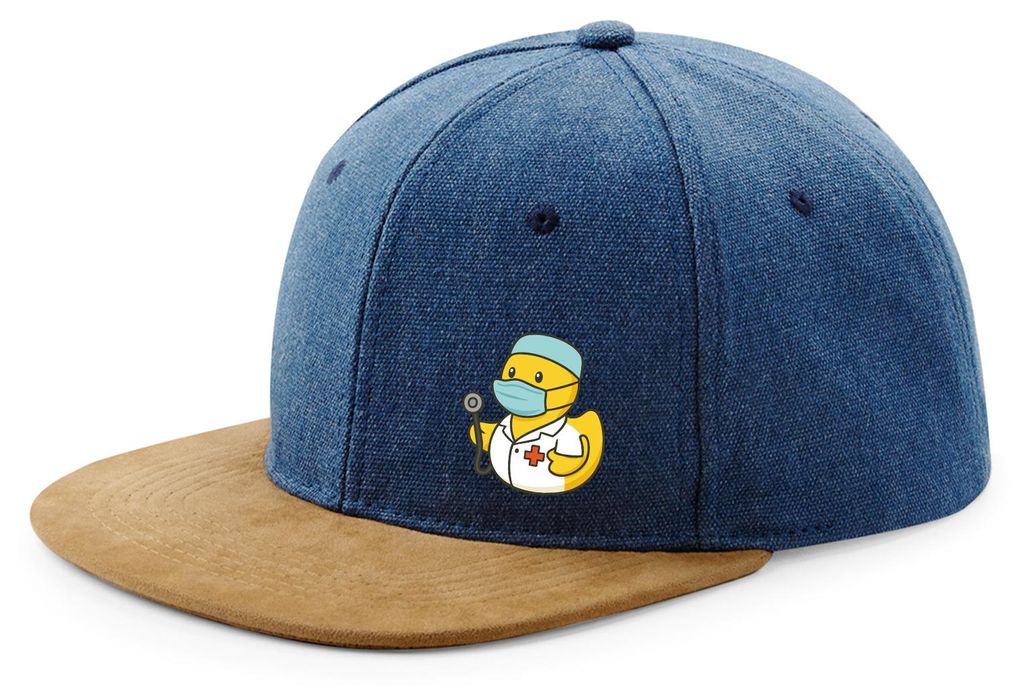Huuraa Cappy Mütze Quietscheente Medizin Comic Gummiente Denim Baumwolle und Polyester Snapback Kappe Geschenkidee