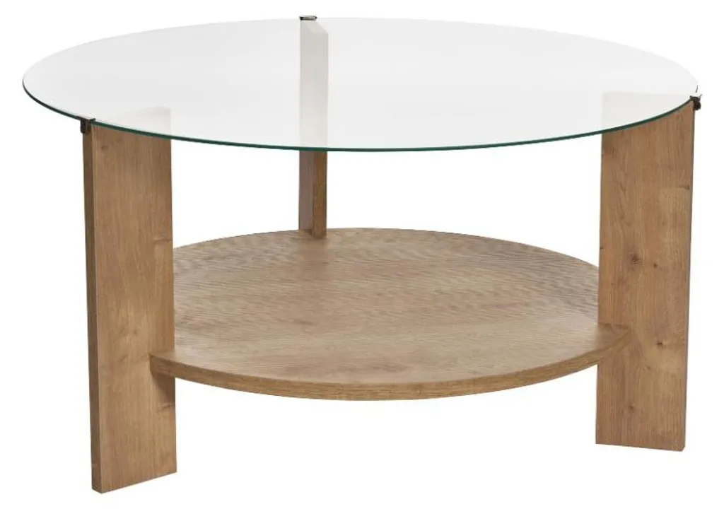 Table Basse D75 cm avec Verre Trempé Clara : Robustesse et Design Bicolore