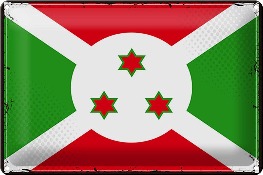 Blechschild Flagge Burundis 30x20cm Retro Flag of Burundi Produktbild 