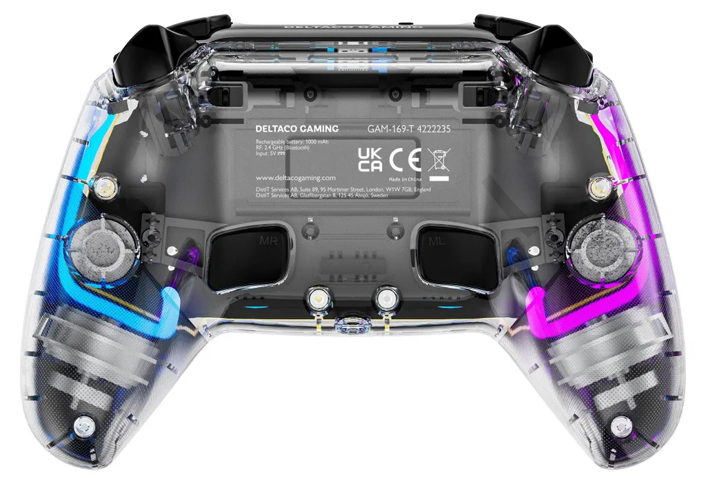 Deltaco Contrôleur Transparent Bluetooth PS4 PC - Ergonomie et Précision - 8
