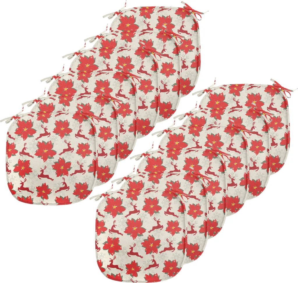 Coussin de chaise imperméable Noël rouge et beige avec sangles lot 12