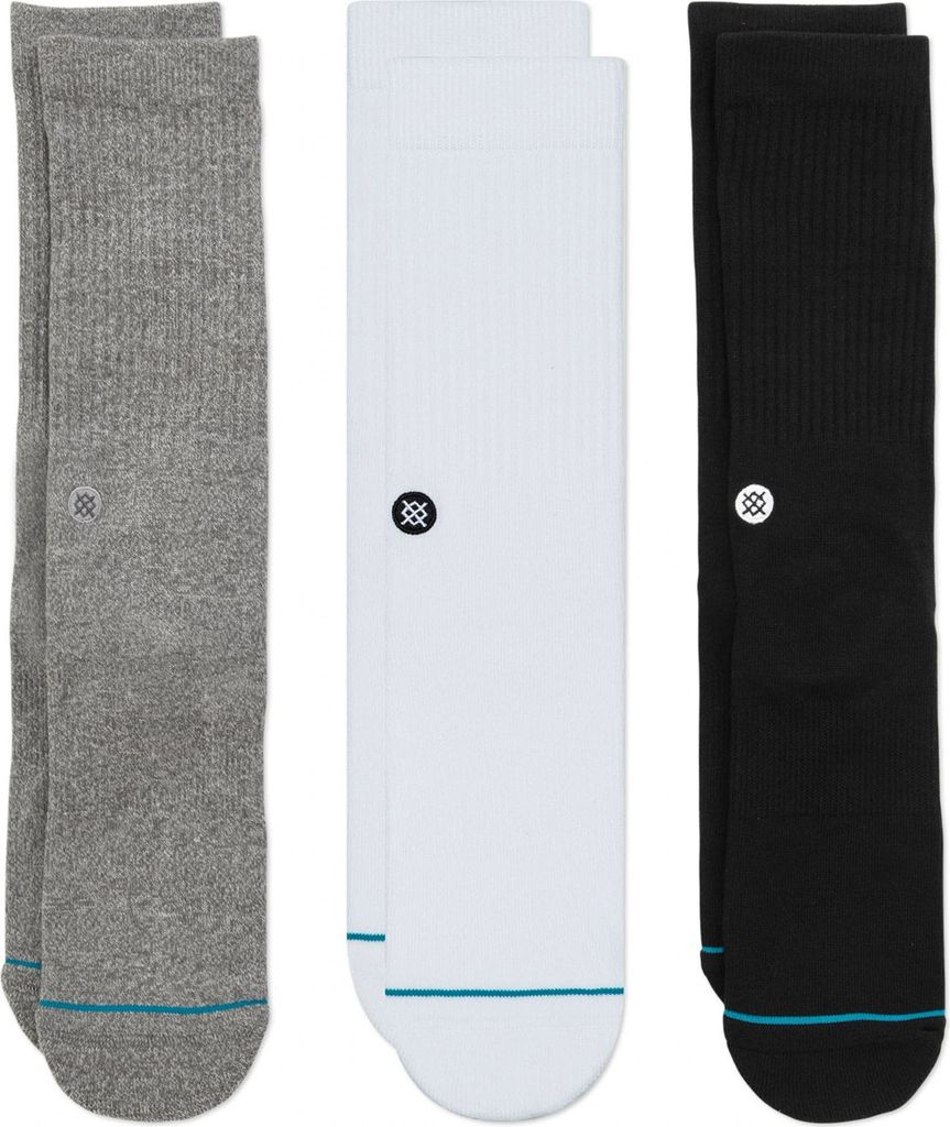 Stance Icon 3 Pack Crew Socken Schwarz Weiss Grau