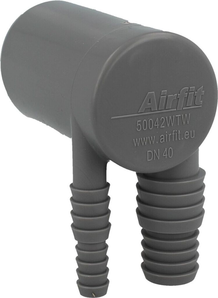 Airfit Doppelschlauchwinkel aus PP, Ø 8 - 11,5 mm und Ø 14,5 - 20 mm DN40, für Waschmaschine und Kondenstrockner, 50042WTW