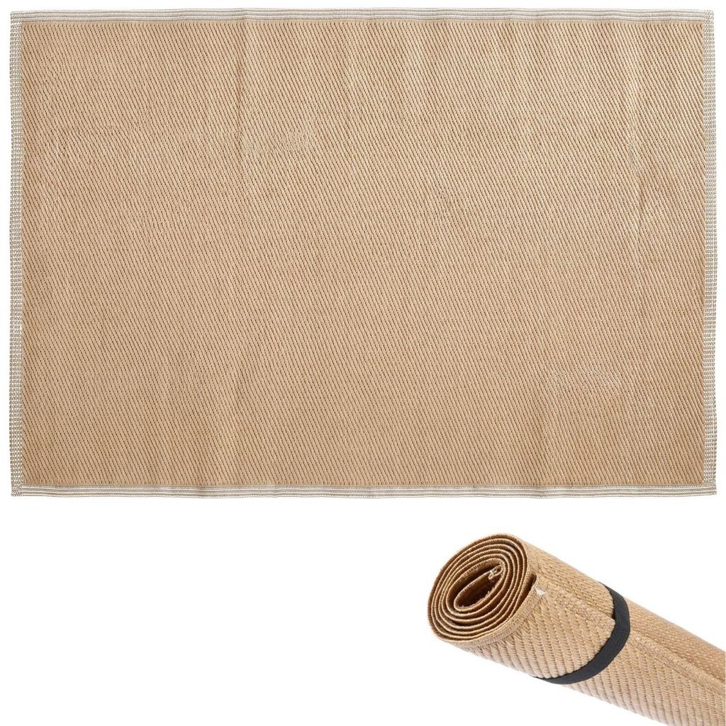 Outdoor-Teppich 90 x 150 cm Braun | Kunststoff Teppich Produktbild 