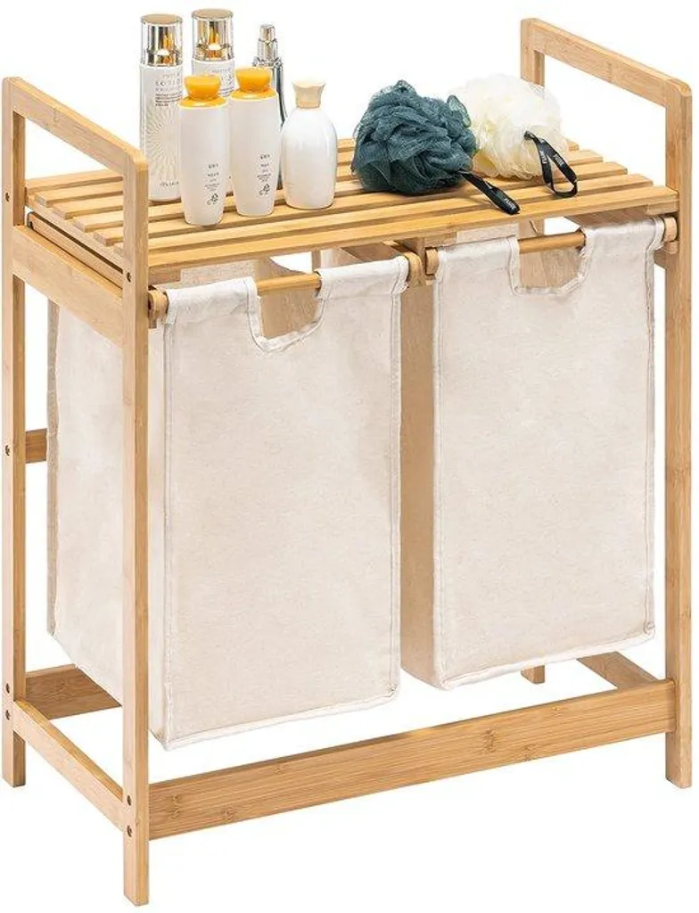 Fini le désordre avec ce panier à linge double tiroir en bambou