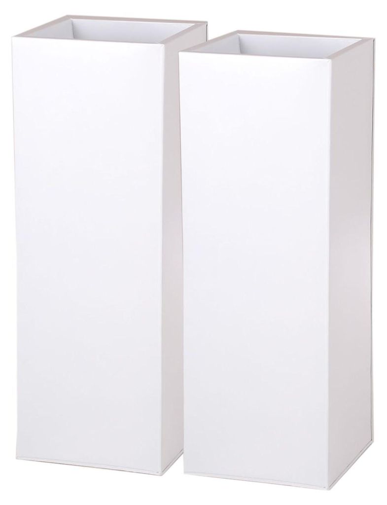VIVANNO Pflanzkübel Zink BLOCK Säule, Weiß matt - 24x24x65 Produktbild 