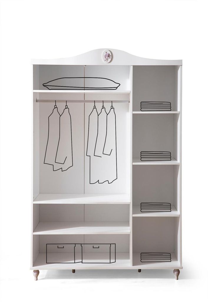 Kleiderschrank Designer Schrank Edler Holz Luxus Kinderzimmer 140cm Neu