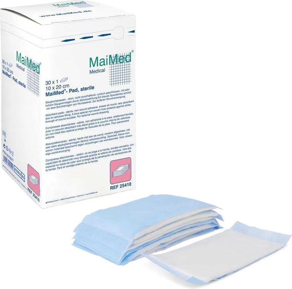 MaiMed Pad Sterili 10x20 cm - Set 30 Medicazioni Alta Assorbenza