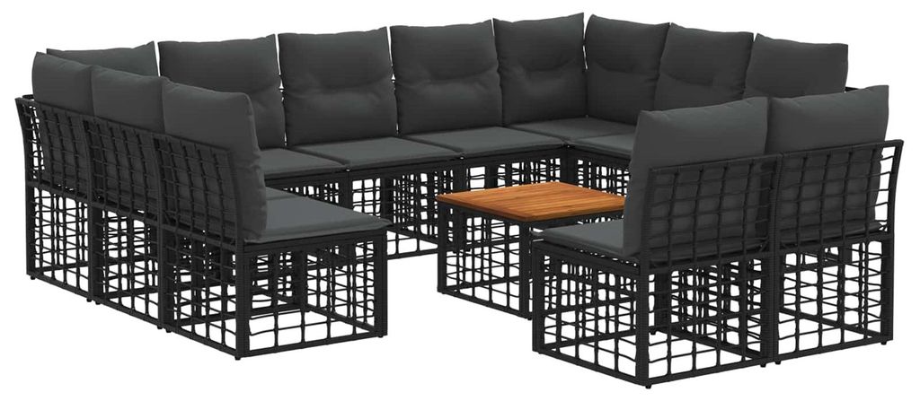 Möbel Outdoor-Sofagarnitur 12 pcs Schwarz und Dunkelgrau PolyesterGartenmöbelgarnituren - Gartenmöbelgarnituren c5778