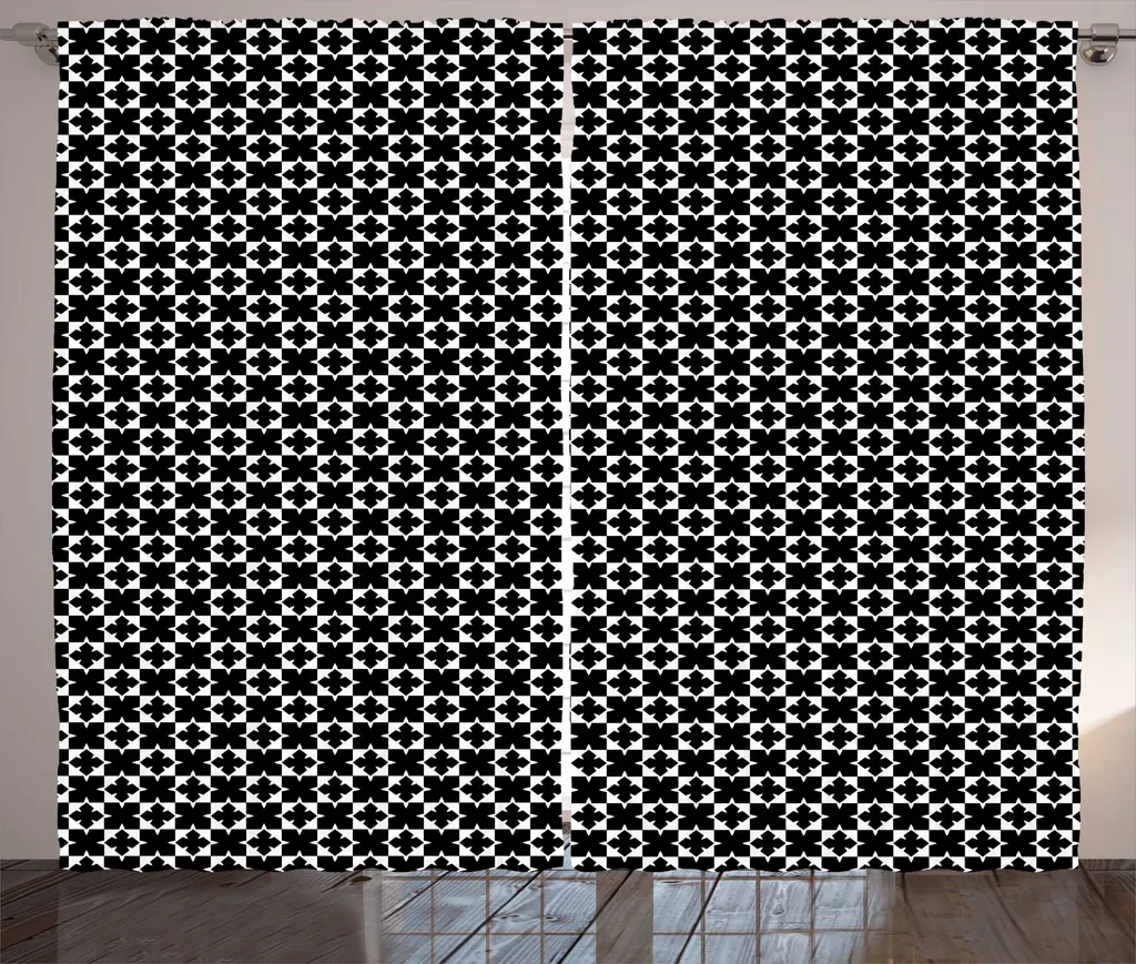 Rideau de Salon Universel à Motifs Géométriques Gris et Blanc 280x225cm