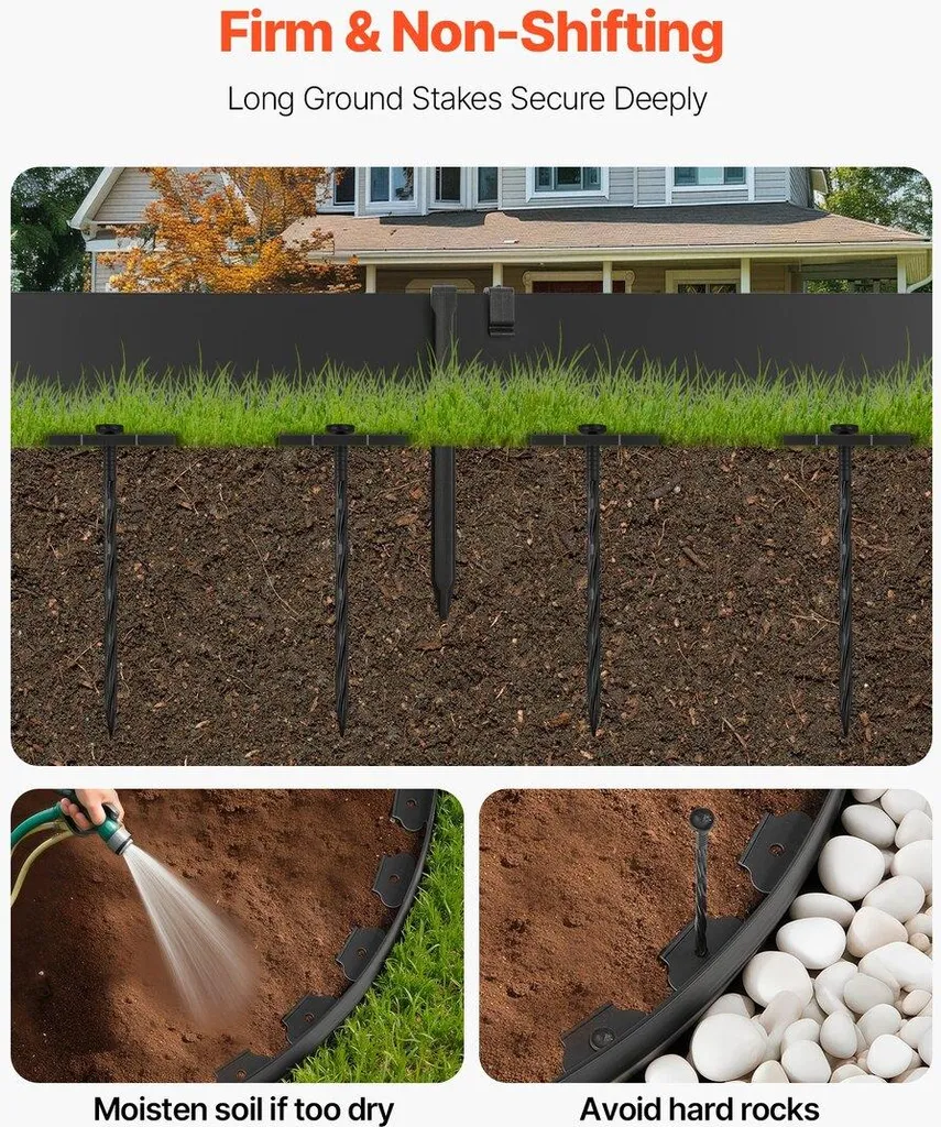 Bordure Jardin Sans Creusage 10m Résistante aux UV avec Kit de Fixation - 7