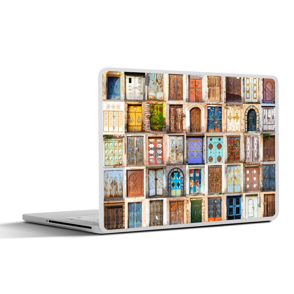 MuchoWow Laptop Aufkleber Sticker Cover Türen - Architektur - Vintage - Collage 40x30 cm - Laptop Dekoration - Selbstklebend