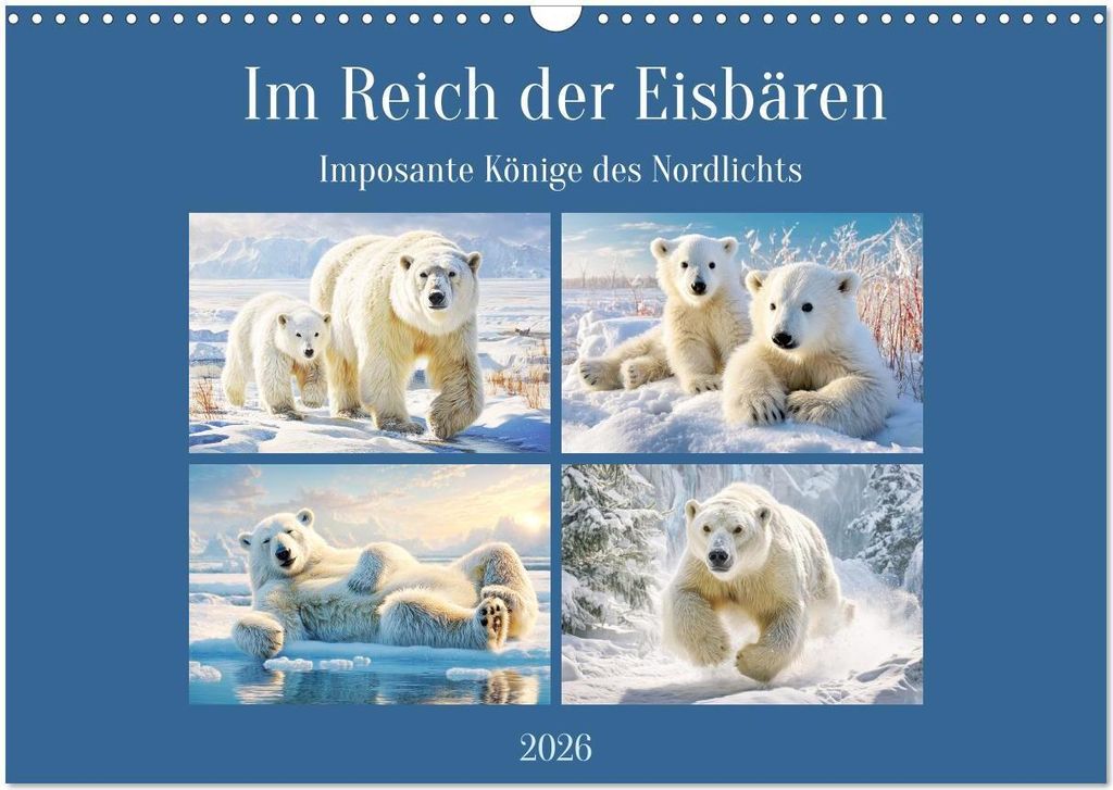 Im Reich der Eisbären. Imposante Könige des Nordlichts (Wandkalender 2026 DIN A3 quer), CALVENDO Monatskalender