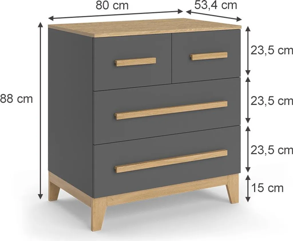 Meuble de rangement 4 tiroirs gris Malia 80x88cm - Vitalispa 52182