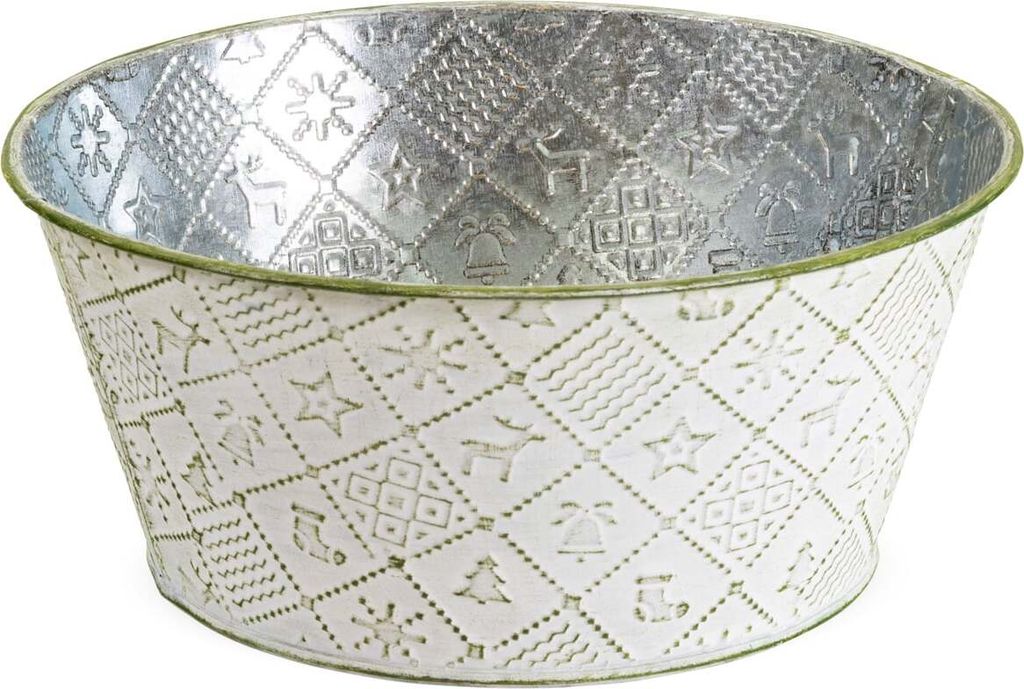 Runder Pflanztopf, in Grün Ø 20x9 cm, Blumenschale aus Metall