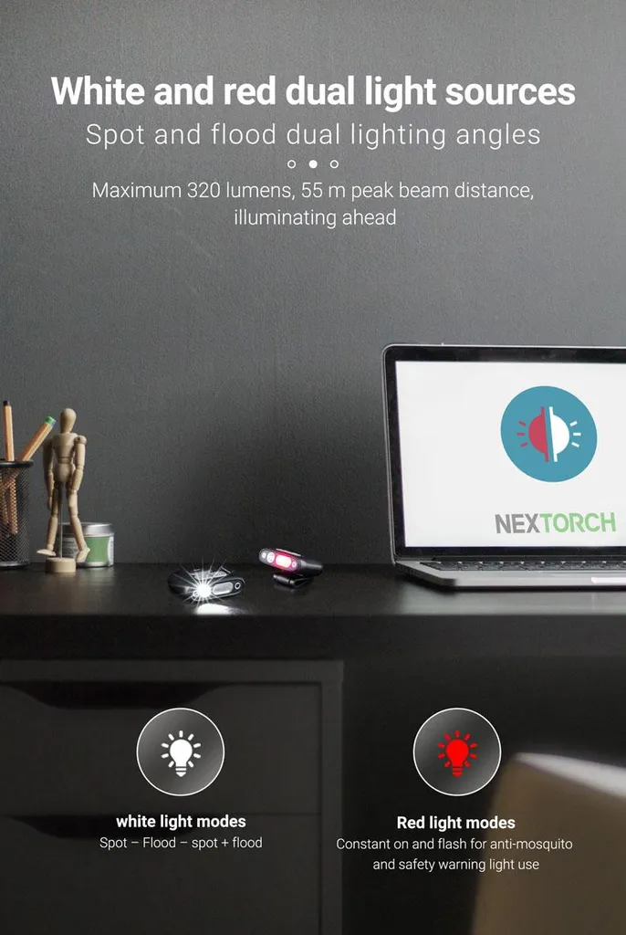 Lampe Frontale et Clip LED Nextorch UT30 avec Commande Gestuelle Sans Fil - 9