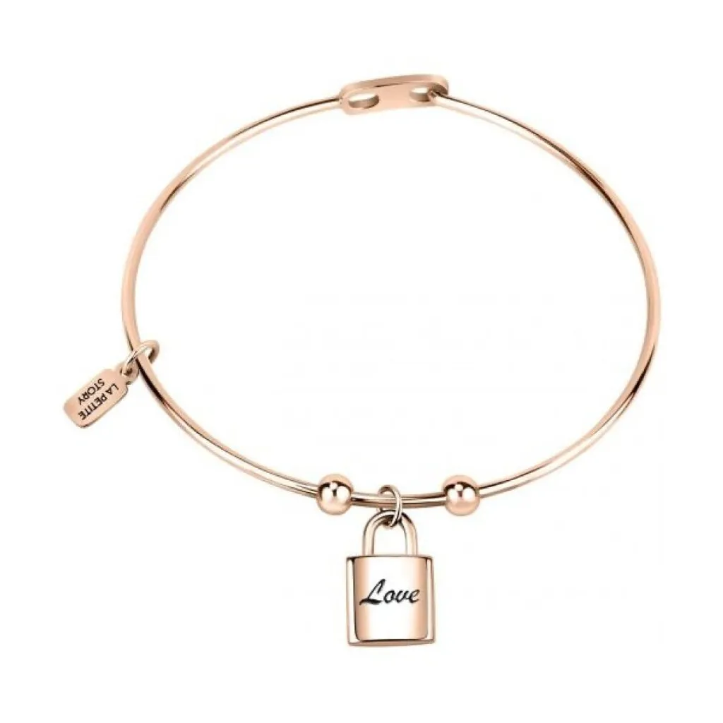 Gourmette de Luxe en Or avec Cadenas Love - Bracelet Jonc pour Femmes