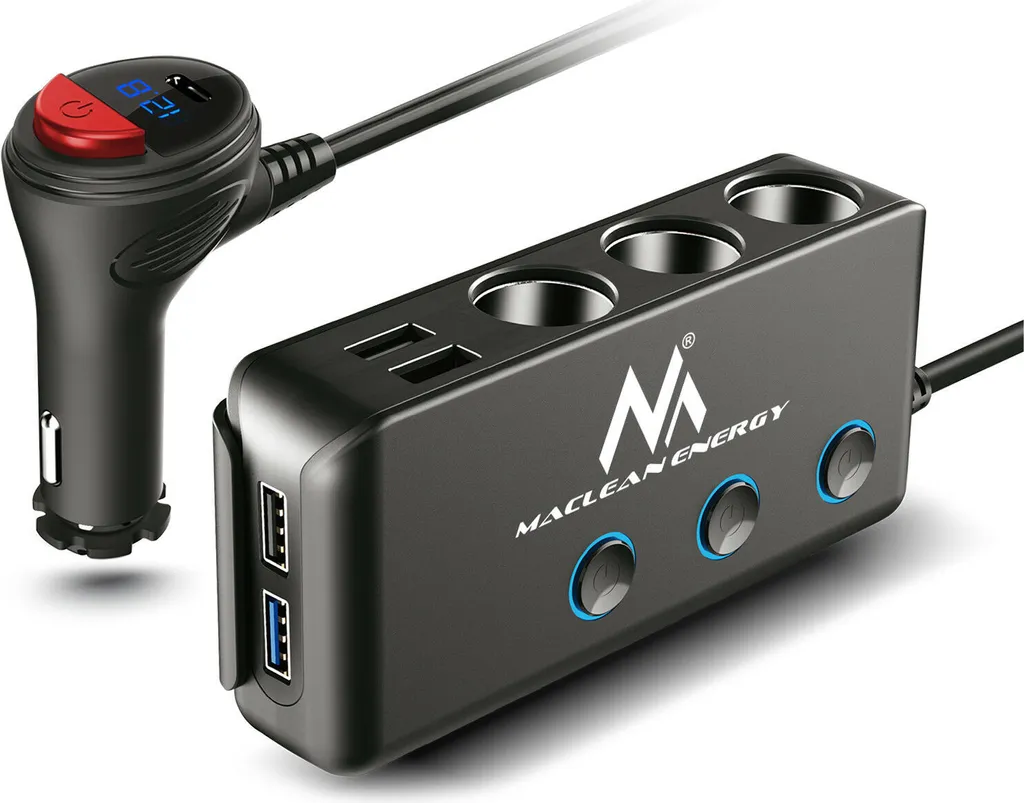 Adaptateur Chargeur de Voiture Multi-Prise USB avec Moniteur de Tension