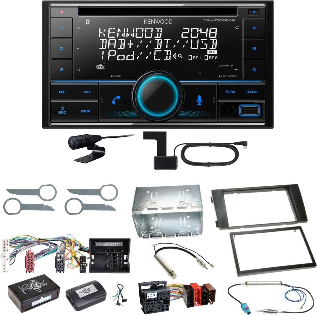 Kenwood DPX-7300DAB Bluetooth DAB CD USB Einbauset für Audi A6 4B Facelift