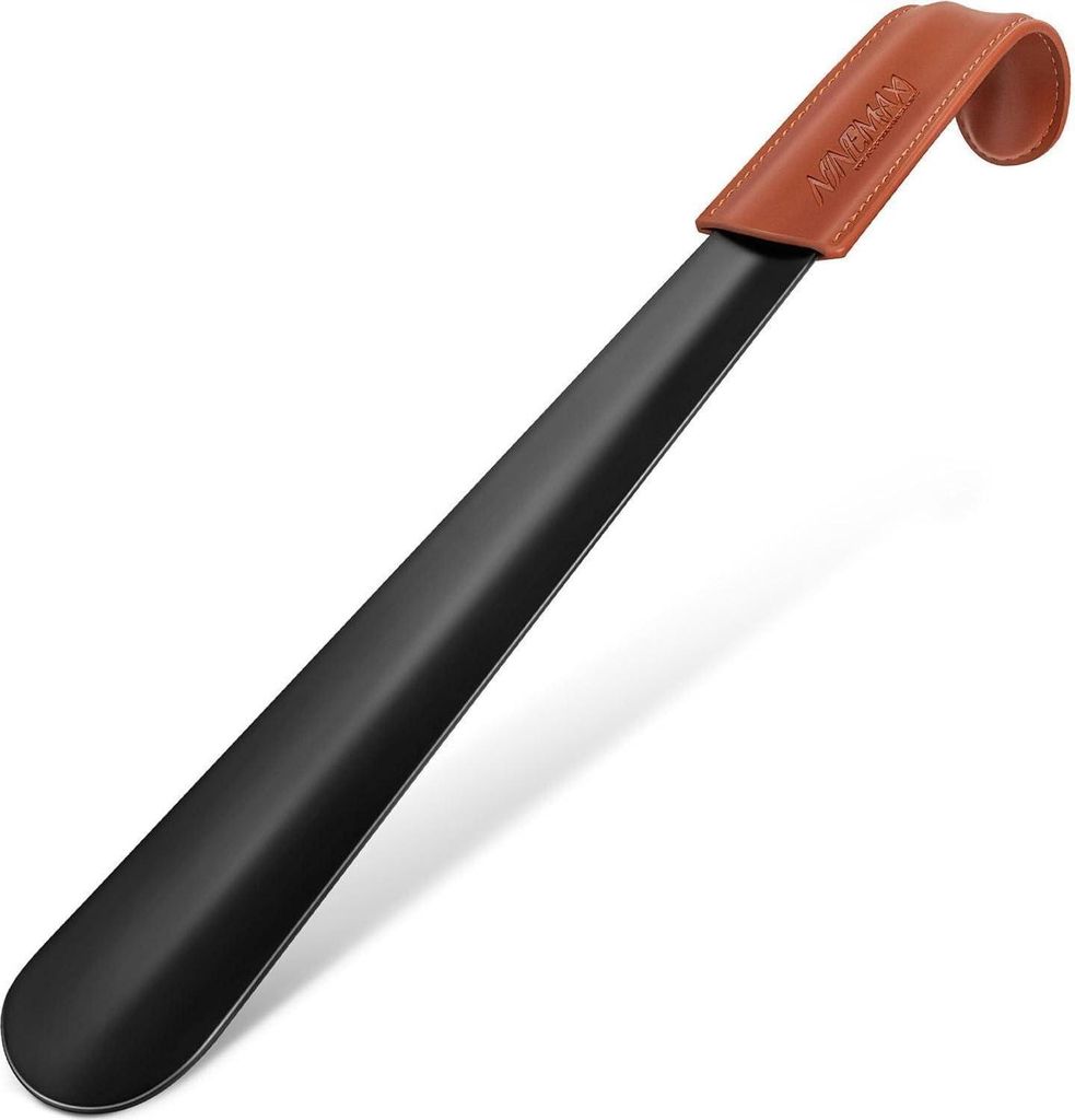 NINEMAX Schuhlöffel Metall Lang 42cm Ledergriff Schwarz Produktbild 