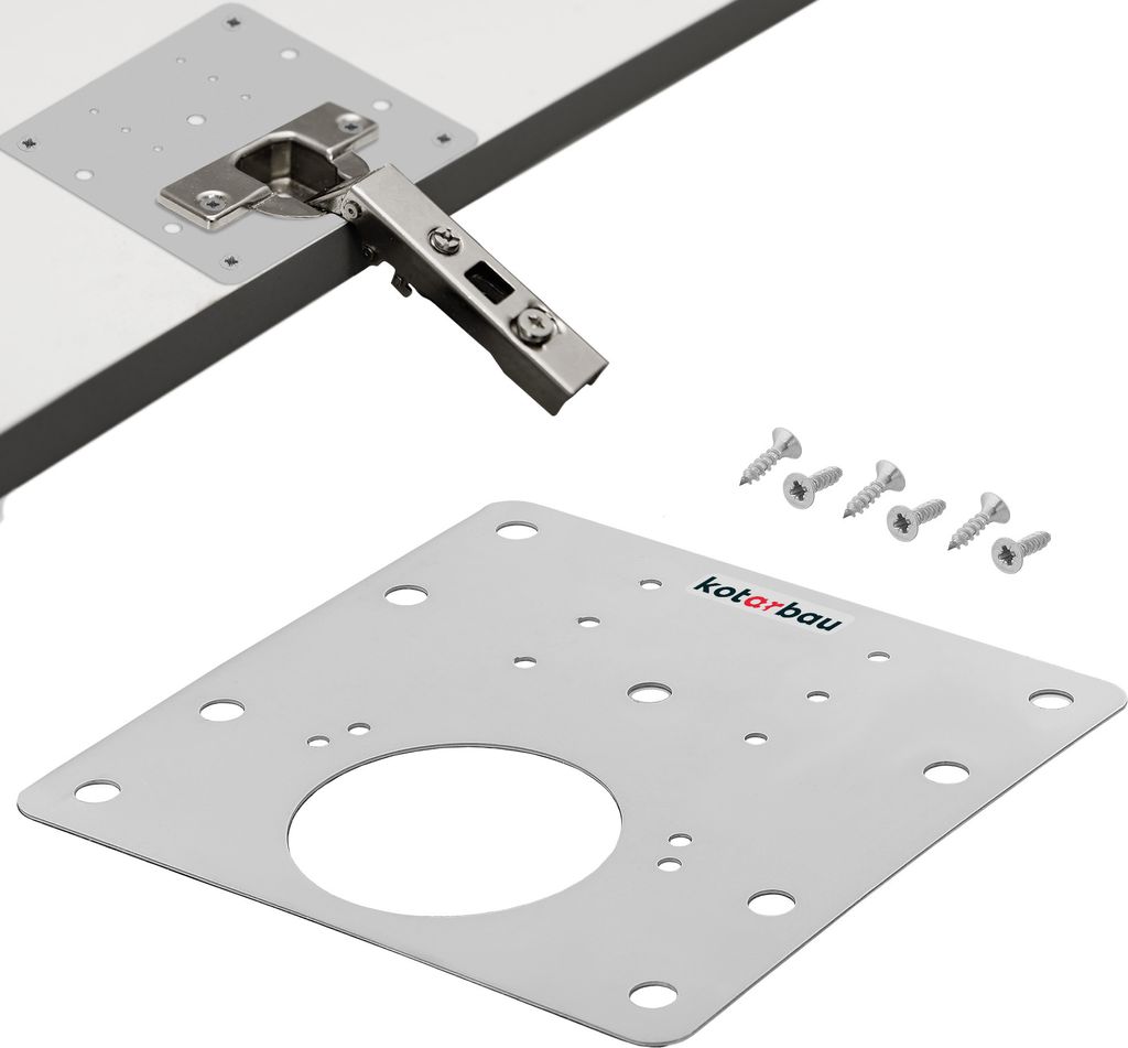 KOTARBAU Scharniere Reparaturplatte 9 x 9cm Reparaturstück mit Schrauben 1 Stk. Edelstahl Schrank Scharniere Reparaturplatte Topfscharnier Dosen...