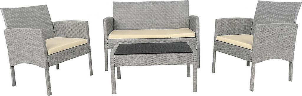 4-teiliges Polyrattan Lounge-Set mit Tisch Gartenmöbel Set Produktbild 