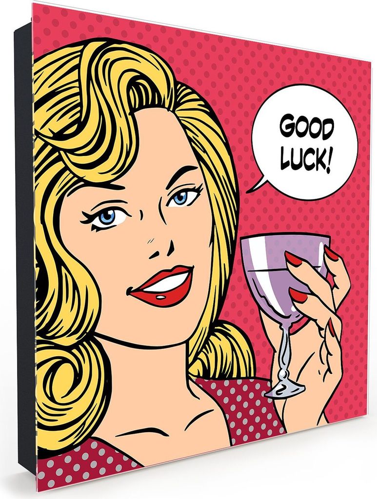 Nachbildung-Schlüsselkasten, Magnetpinnwand und Memoboard mit Glasfront Motiv Frau mit Sprechblase