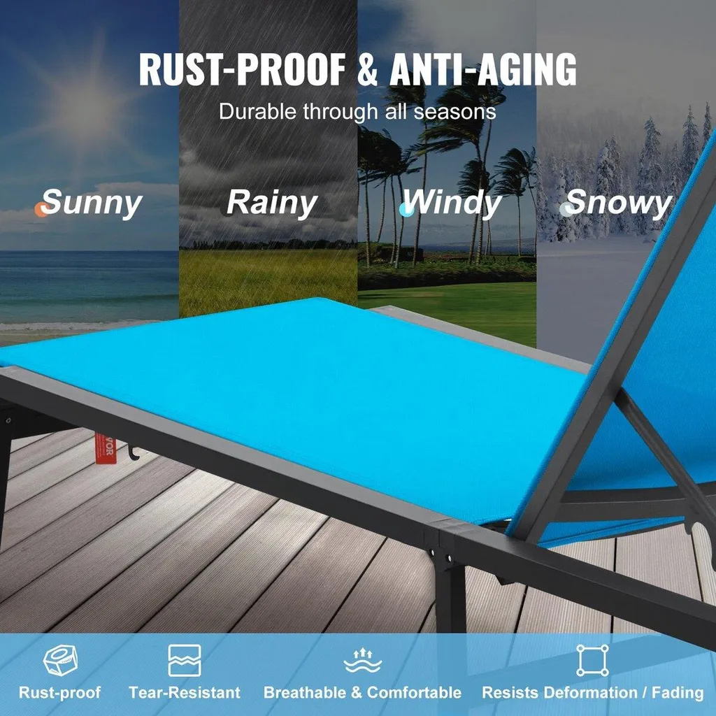 Chaise longue multi-positions pliable pour terrasse avec dossier ergonomique - 3