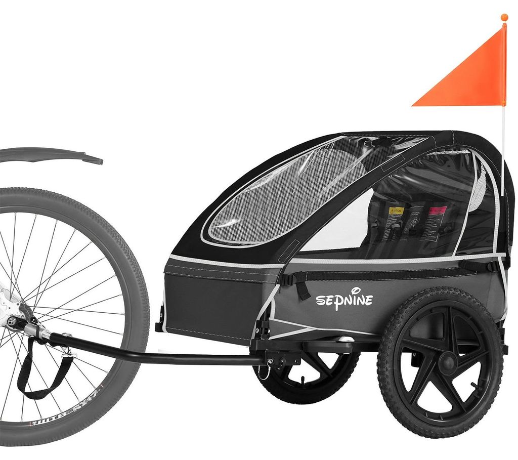 Sepnine BT609 Kinder-Fahrradanhänger – 2 Kinder, faltbar, wasserdicht - Schwarz