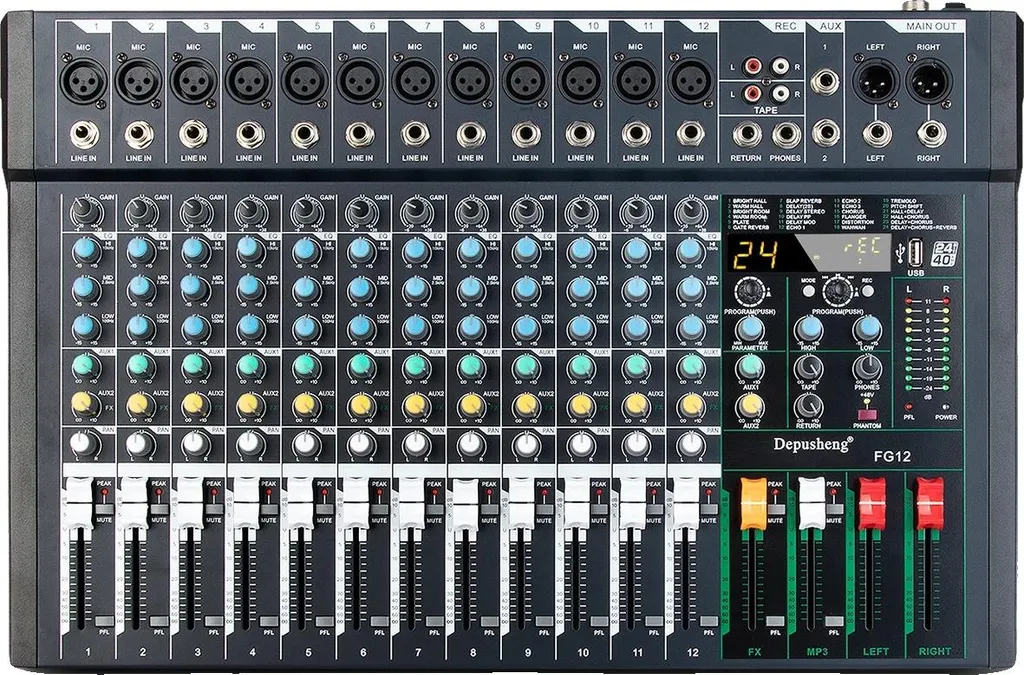 Console de mixage analogique FG12 avec multi-effets DSP intégrés