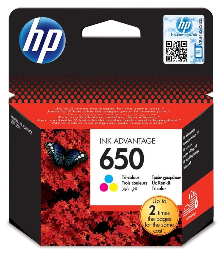 HP Trojfarebná originálna atramentová kazeta 650 Ink Obrázok produktu 