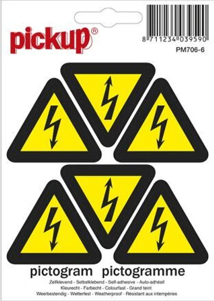 Signalétique danger électrique autocollante triangle jaune de 45 mm