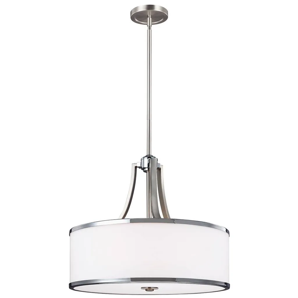 Lustre design pour haut plafond Prospect Park, 188cm, finition nickel