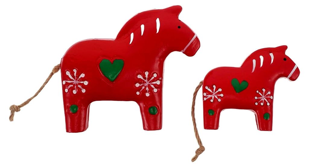 Schwedisches Dalapferd Holzfigur Handbemalt Rot Dekoration für Schreibtisch und Regal Skandinavische Wohndeko Geschenkidee