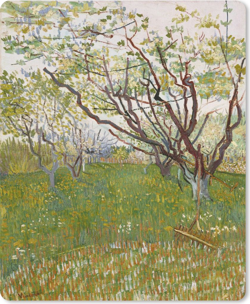 MuchoWow Mauspad Mousepad Der blühende Obstgarten - Vincent van Gogh 19x23 cm - Mousepads - Maus Mat - Pad - Mausunterlage - Mauspads - Spielen