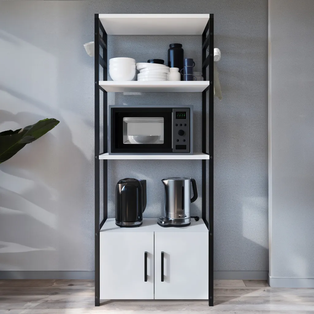 Scheda Tecnica Scaffale Arhuni 139cm Bianco: 2 Ante e Metallo