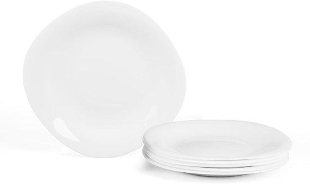 Weißes Glas-Dinner-Set, 25,4cm, 6 Personen, quadratisch, spülmaschinenfest