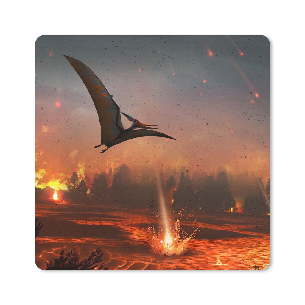 MuchoWow Mauspad Mousepad Dinosaurier - Steine - Lava - Illustration - Jungen - Kind 30x30 cm - Mousepads - Maus Mat - Pad - Mausunterlage - Gaming
