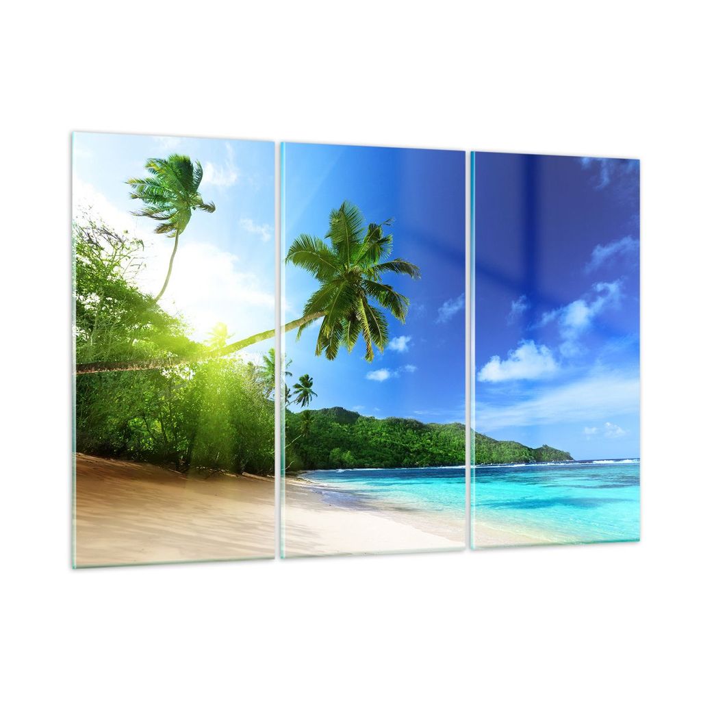 Bilder auf glas - Baum Dschungel Welle Landschaft - 165x110cm - Glasbilder - Wandbilder - Kunstdruck - Wanddekoration aus Glas - Glas Bilder - Wand...