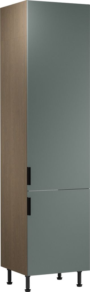 Küche Hochschrank 60 cm Küchenblock Küchenschrank Küchenzeile, Sorento D60RWN, Grün/Eiche