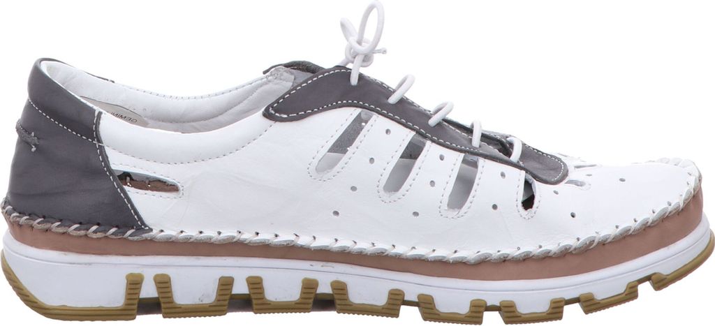 Gemini Damen Sneaker Leder Cutouts sportliche Schnürschuhe 382345, Größe:41 EU, Farbe:Weiß