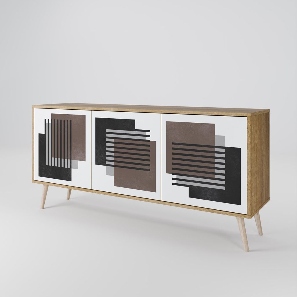 Spacerebels Kommode mit 3 Türen - Sideboard Komodenschrank - Highboard - Kleiderschrank Möbel - Wohnzimmer Schlafzimmer - 57,5×111×42 (HxBxT)