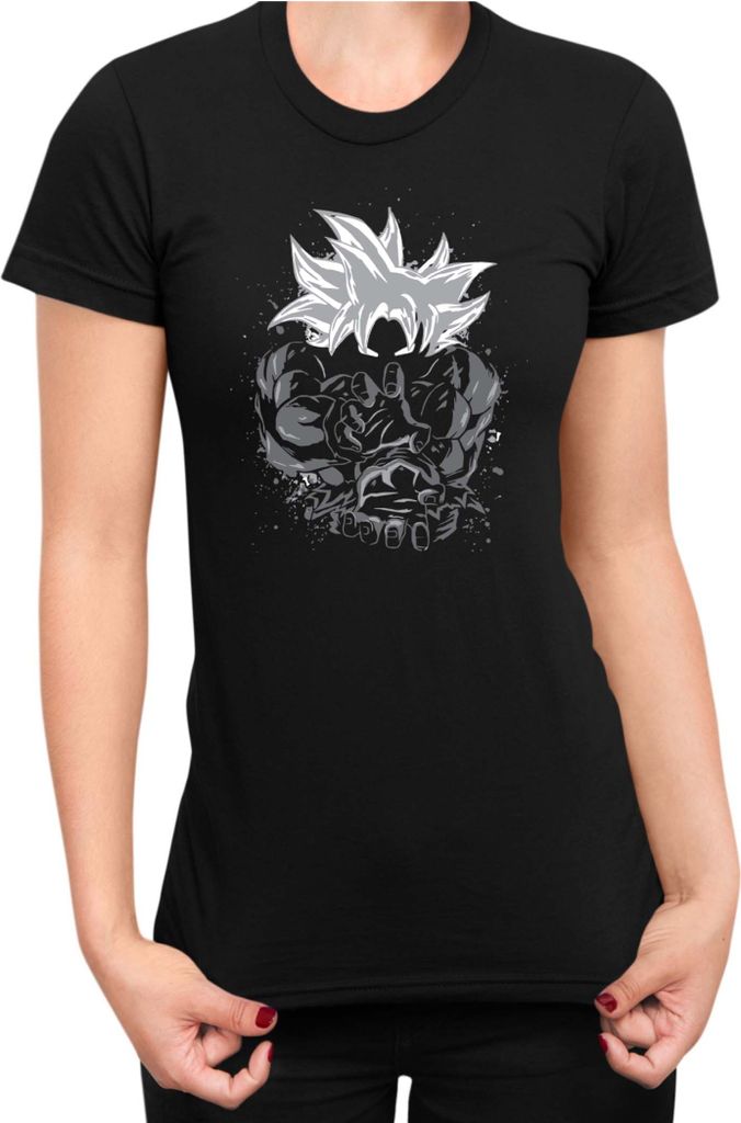 Damen T-Shirt Dragon Anime Manga Ball Z Goku Ultra 02, Lady L / Schwarz