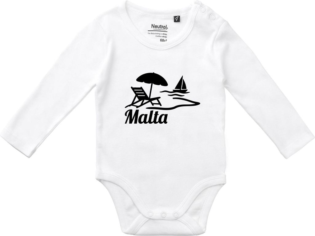 Huuraa Baby Body Malta Malta 68 White Baumwolle Fairtrade Langarmbody Geschenkidee