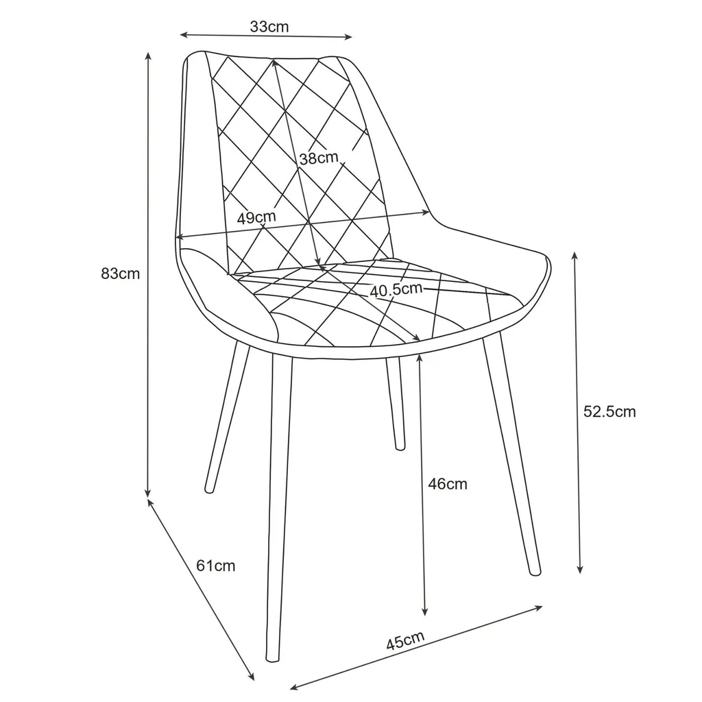 Chaise de Table en Velours Noir au Design Moderne et Pieds Robustes - 3