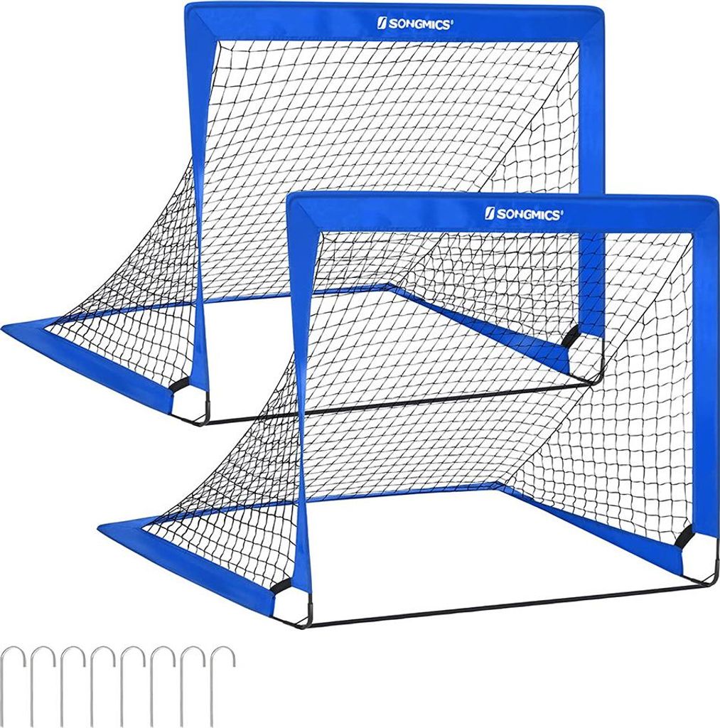 Kinderfußballtor-Set, 2 Stück, Pop-up, blau