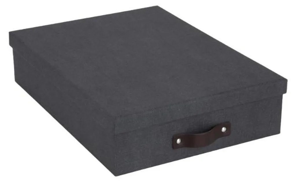 Boîte de rangement OSKAR A4 en toile noire - Organisateur de bureau chic
