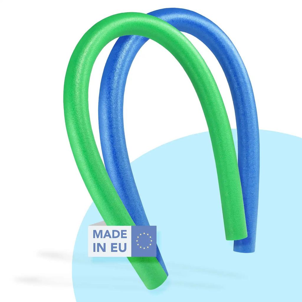 WEKOFUN 2er Set Schwimmnudel 160 cm Poolnudel für Kinder & Erwachsene – Wassernudel für Badespaß & Aqua Fitness, PE-Schaum – Farbe: Gelb & Blau